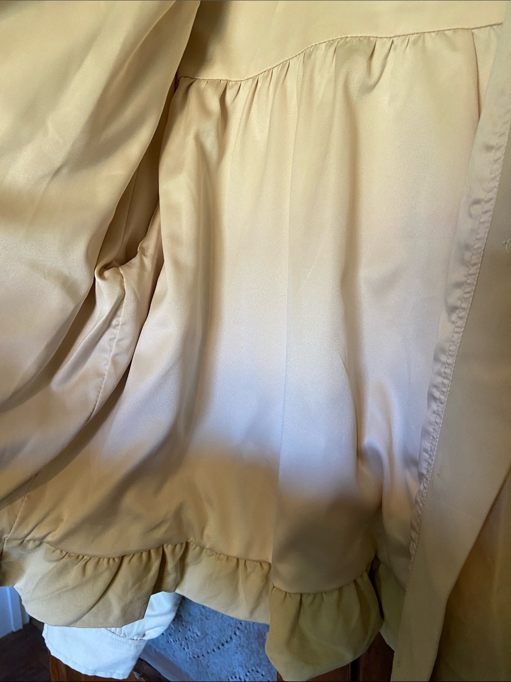 Aaron & Amber Bubble Tan Khaki Gathered Gabardine Jacket Size S - Picture 8 of 11